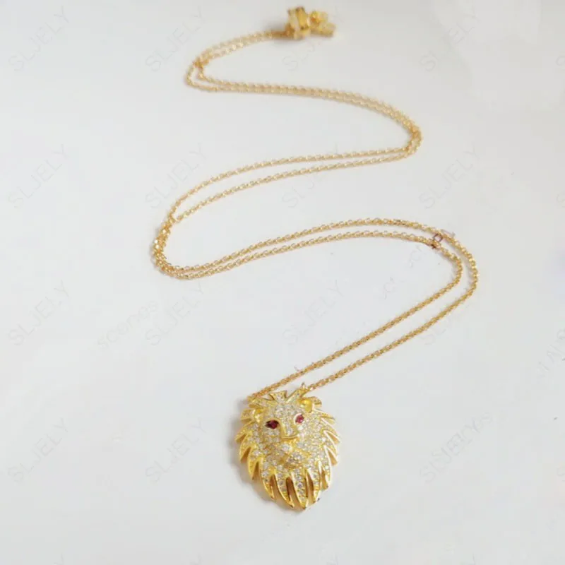 Женская подвеска в виде головы льва из серебра 925 пробы | Украшения и аксессуары