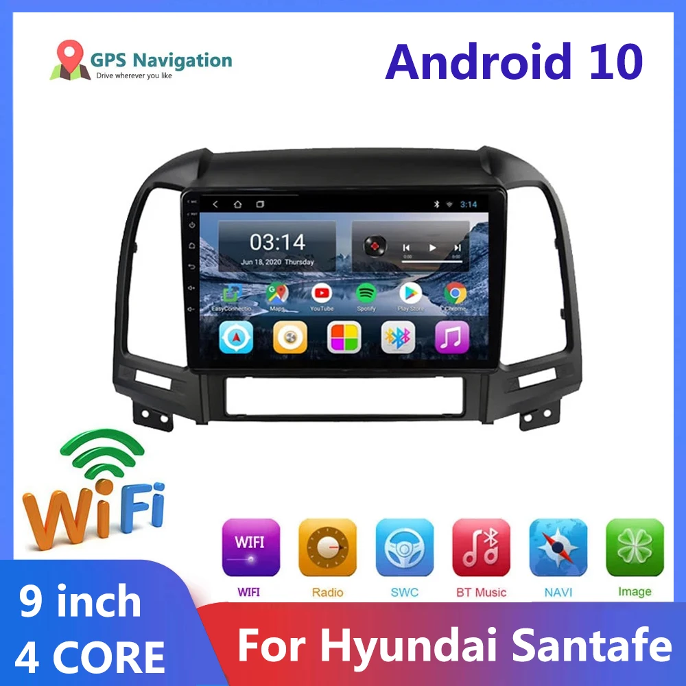 

Автомобильный мультимедийный плеер, 2 DIN, Android, радио, для Hyundai Santafe 2006-2012, четырехъядерный процессор, 9 дюймов, 1024*600, Bluetooth, автомобильный DVD, GPS-н...