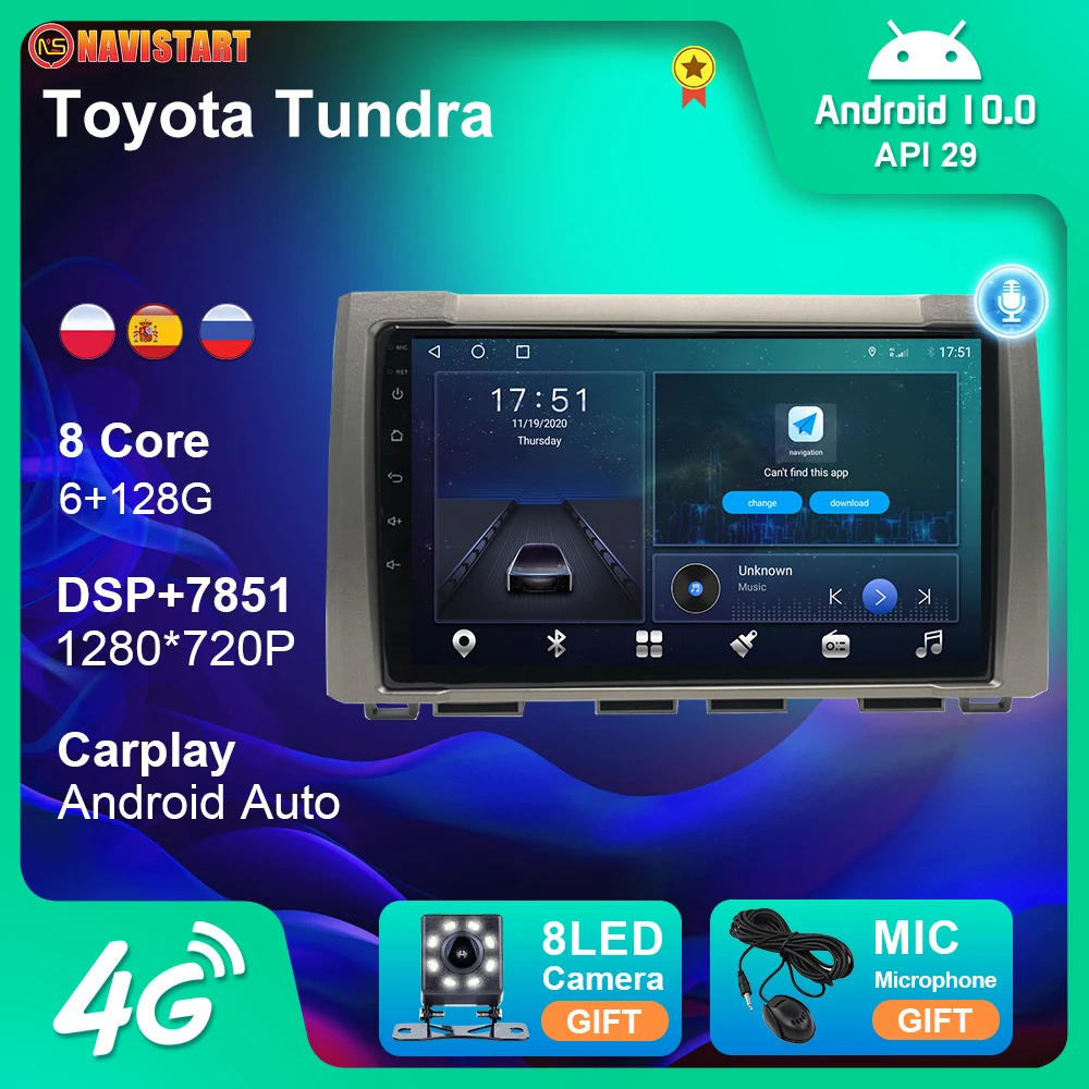 

Android Auto For Toyota Tundra 2014 2015 2016 2018 Car Radio Stereo GPS Navigation 4G WIFI BT Carplay 2Din DVD Player Android 10