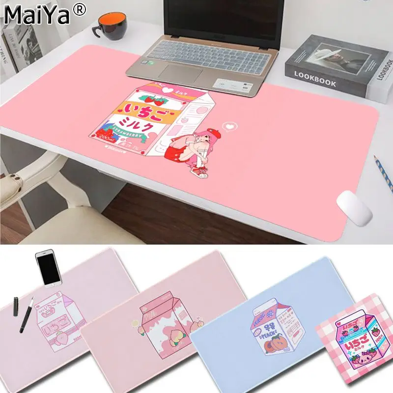

Maiya простой дизайн Kawaii японская клубника молоко Блокировка края коврик для мыши игры резиновый ПК компьютер игровой коврик для мыши