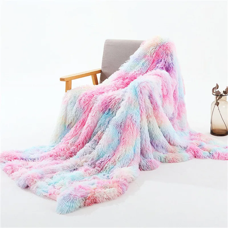 

Shaggy Throw Blanket Soft Long Plush Bed Cover Blanket Fluffy Faux Fur Bedspread Coverlet Cozy Warm Blankets for Beds Couch Sofa