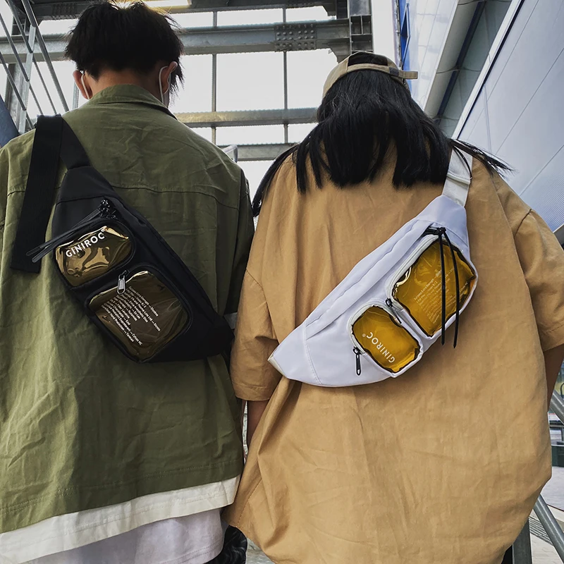 barato Mochila Pequena Transparente De Marca Maré, Bolsa Esportiva Para Peito, Hip-hop, Personalidade Feminina, Bolsa De Cintura