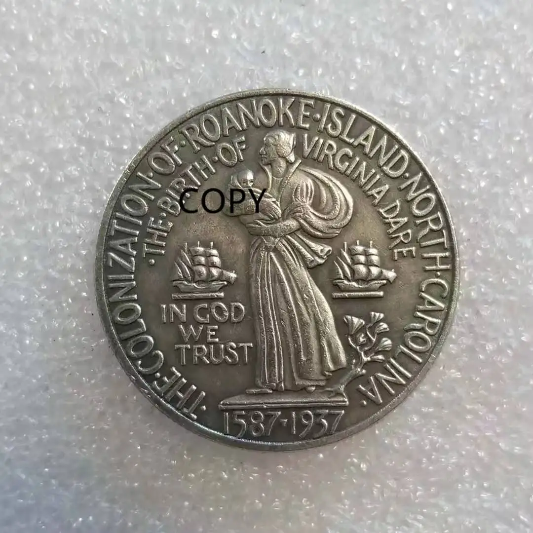 

1937 Roanoke Silver Half Dollar 50c Replica Copy Specie Commemorative Coins Medal Crafts Collectibles