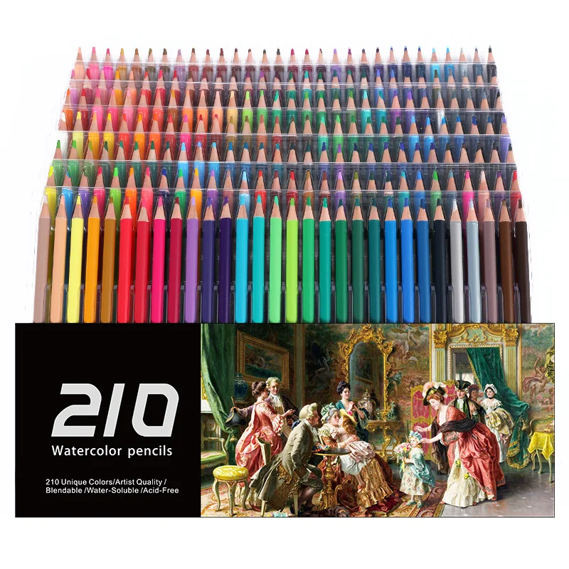 

210 Colors Professional Watercolor Drawing Set Colored Pencils Artist Painting Sketching Wood Color Pencil School Art Supplies