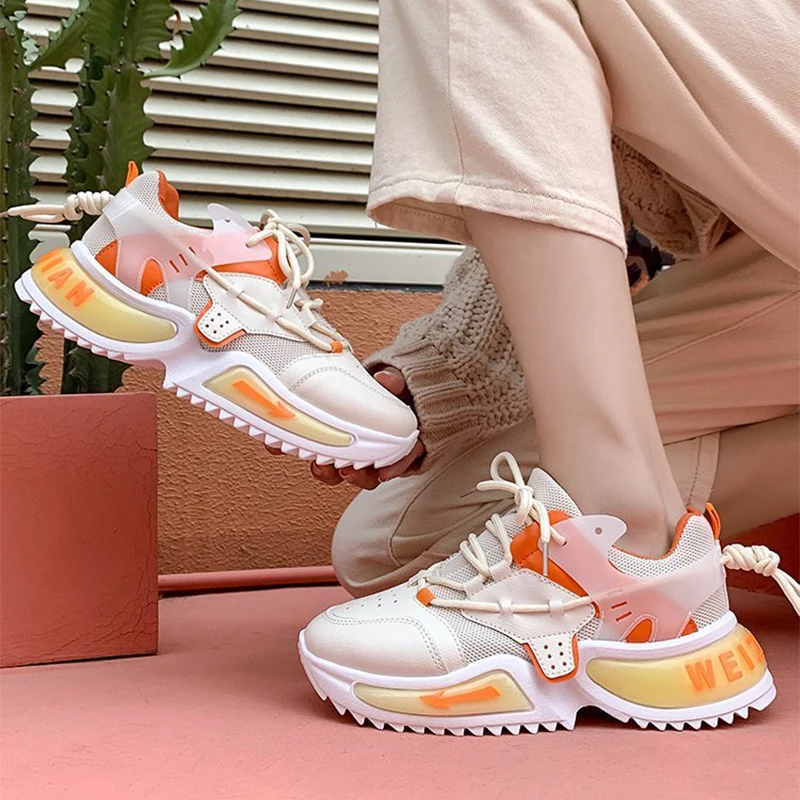 

Women Fashion Sneakers Ulzzang Designers Chunky Platform Sports Vulcanized Shoes Woman Brand Casual Shoes Footwear 2021 Spring