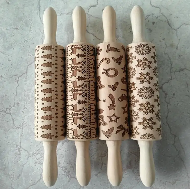 Скалка для тиснения по дереву в форме снежинки лазерная резка изогнутая кухни