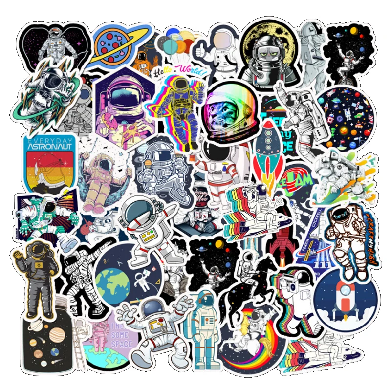 

10/30/50Pcs Outer Space Astronaut Stickers For Travel Suitcase Skateboard Scrapbook Bullet Journal Graffiti Sticker Kids DIY Toy