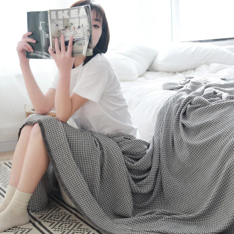 Японское вафельное Хлопковое одеяло для кровати летнее крутое полотенце дивана