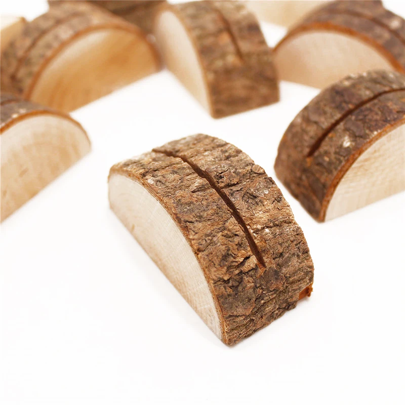 

30 pcs Photo Holder Stumps Wood Clips with Kraft Paper Cards Wood Photo Notes Folder Home Card Slot Party Decoration Home