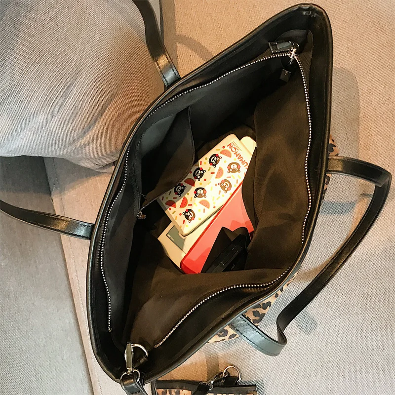 

Fashion Large Women Handbags Leopard Print Female Shoulder Bag Versatile Shopping Tote Bag Ladies Big Capacity Composite Bags