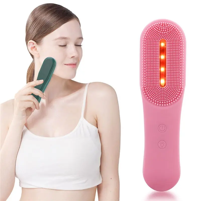 

LED Photon Electric Silicone Facial Cleansing Brush Sonic Vibration USB Skin Rejuvenation Pore Skin Clean Face Wash Massager 53