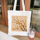 Холщовые повседневные сумки-тоуты для женщин, сумочка для покупок на ремне с принтом, экологичные женские сумки для покупок, простые дамские чемоданчики для девушек