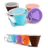 270ml 9 2oz portable silicone collapsible travel cupsilicone folding camping cup with lids expandable drinking cup set