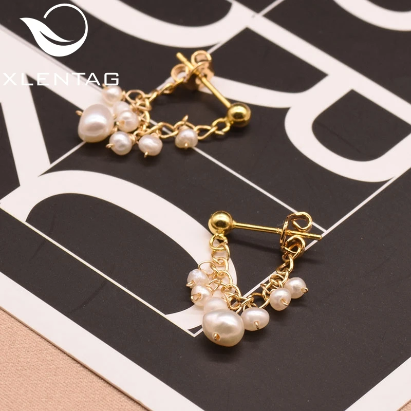 XlentAg натуральный пресноводный жемчуг висячие серьги с кисточками для женщин