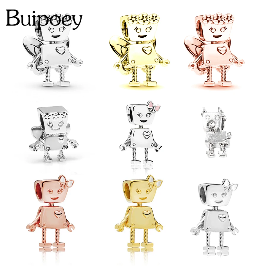 Buipoey 2 шт. робот девушка цветок фея Белла бусины очаровательные женские бренды