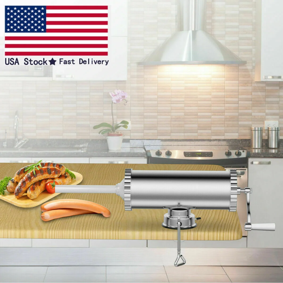 Фото 3л руководство Sausagv Stuffer машина для наполнителя мяса w/ Suctione база Коммерческая 3л руководство Sausagv Stuffer машина для наполнителя мяса w/ Suctione база Коммерческая