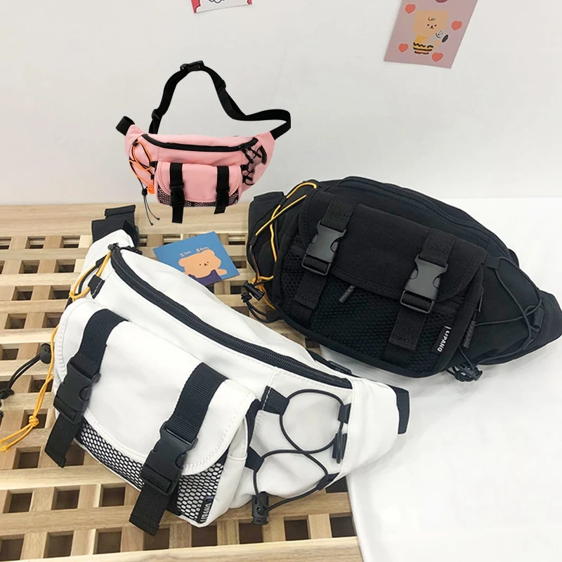 

Women's Sports Waist Bag Fashion Hip-Hop Canvas Men's Messenger Bag Tooling Chest Bag Outdoor Travel Bag