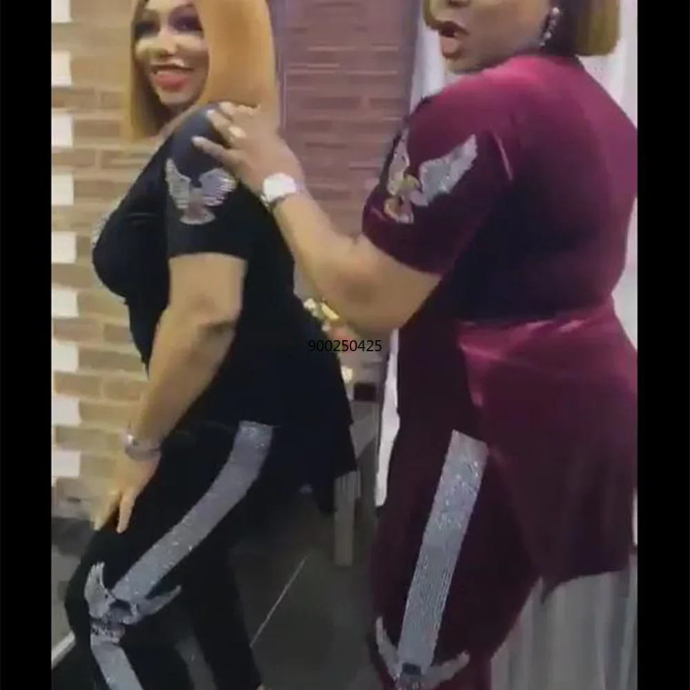 Бархатный комплект из 2 предметов модный стиль африканские женские комплекты