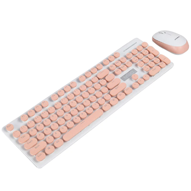 Ретро Проводная игровая клавиатура и беспроводной набор для мыши круглая