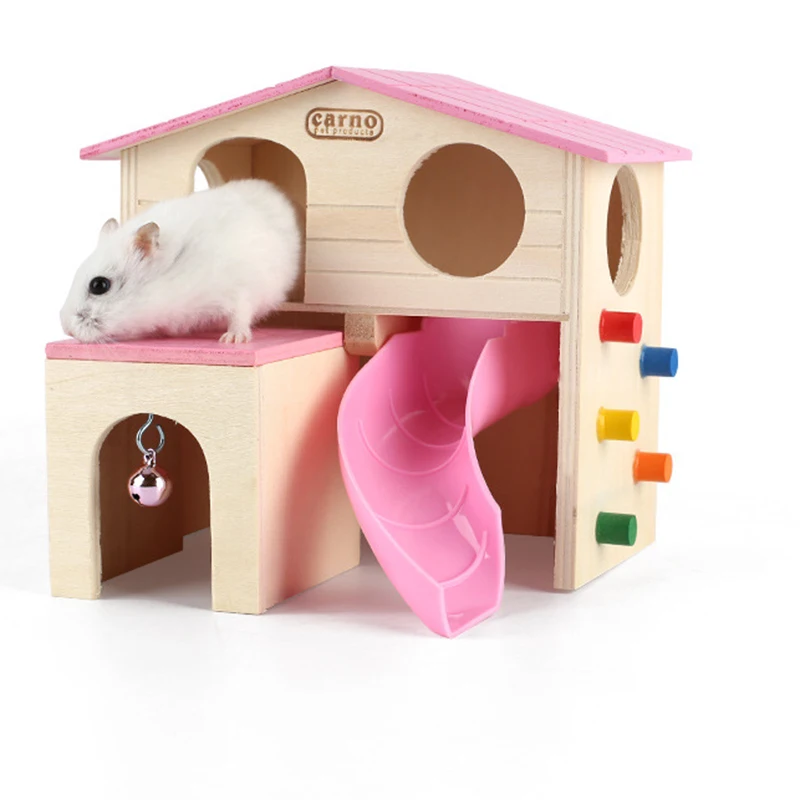 

Hamster House Funny Ladder Slide Bell Climbing House Wooden Hamster Pet Small Animal Hut Play House Hideout