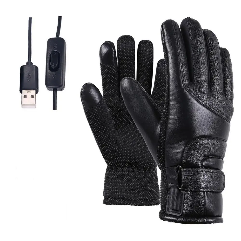 Зимние перчатки с электрическим подогревом, ветрозащитные, для велоспорта, для сенсорного экрана, для катания на лыжах, с USB-зарядкой, для му... от AliExpress WW