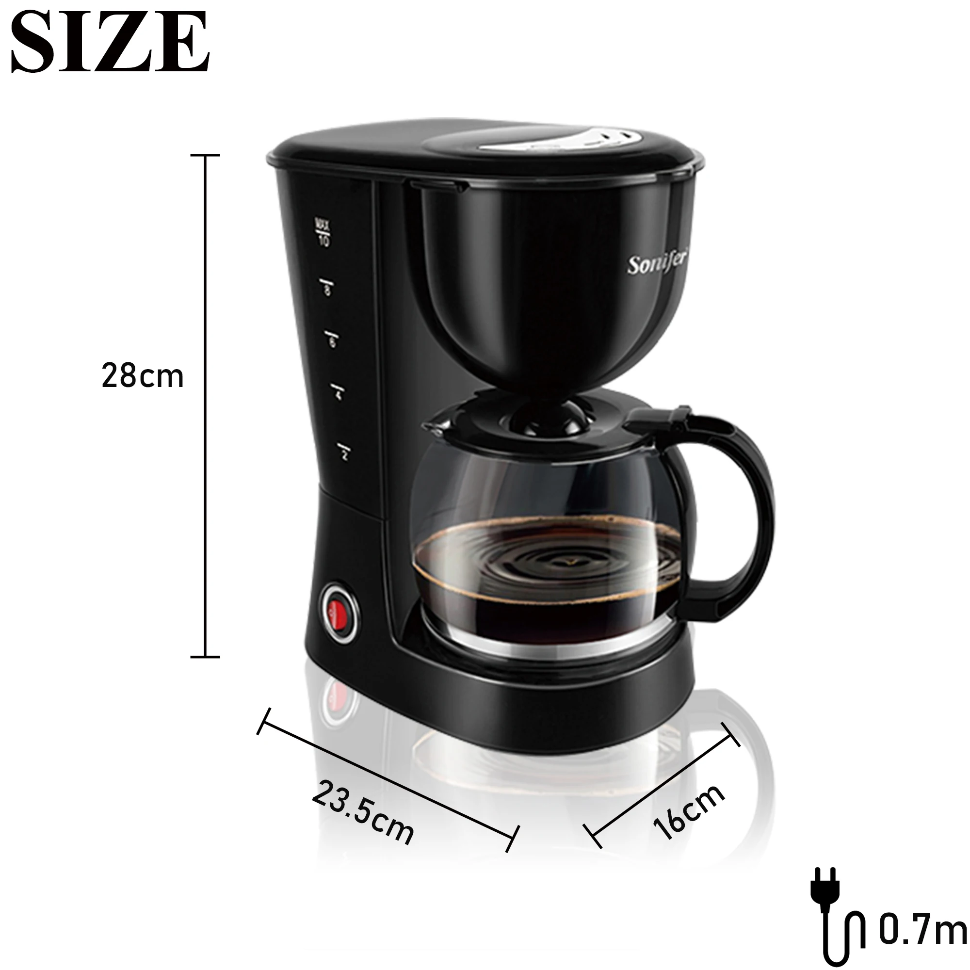 

1.25L Electric Drip Coffee Maker 800W Household Coffee Machine 12 Cup Tea Coffee Pot Milk Coffee Maker for Gift 220V Sonifer