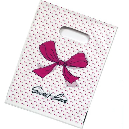 Sweet love bowknot Герметичность 15*20 см/20*25 см 10 шт. пластиковые пакеты для упаковки ювелирных изделий Свадебные подарки бутик подарки шоппинг упаковка пластиковые ручки сумки - Цвет: Sweet love bowknot