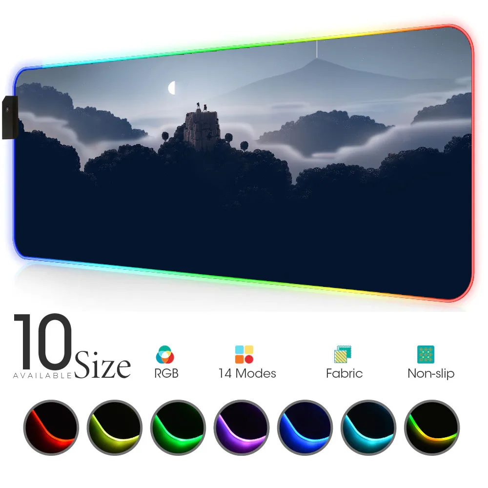 

Черный коврик для мыши RGB Ландшафтный escritorio аксессуары для геймеров большой светодиодный коврик для мыши игровой с подсветкой для ПК ноутбу...