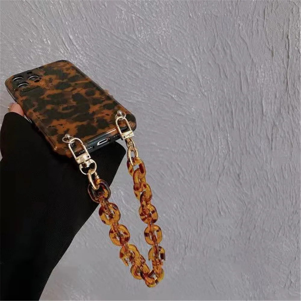 Luxury Amber Leopard print Marble Bracelet case for iphone 14 13 12 11 Pro Max XR X XS 7 8 Plus Soft Cover Gift for Woman Girls images - 6
