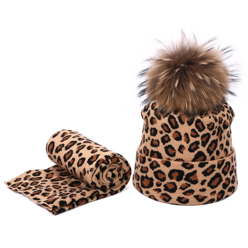 

Knitted Leopard Hat Parent-child Wool Soft Quality Designer Brand-name Carhat Hat Warmth Detachable Beanie Hat Making