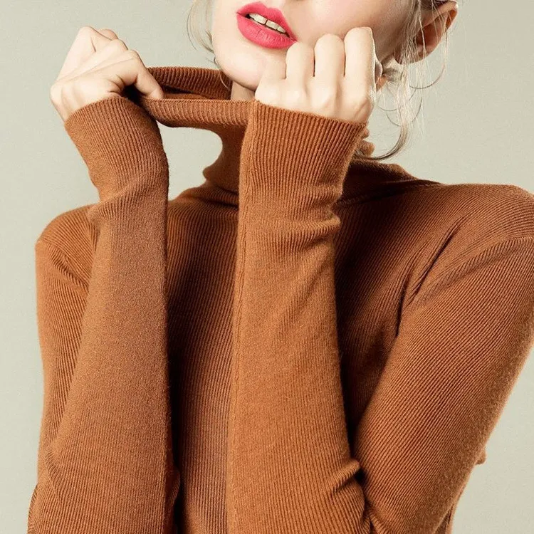 caramel colour Осень и зима новые женские свитера женские головы Универсальный самосовершенствование стрейч джемпер, чтобы сохранить тепло - Цвет: caramel colour