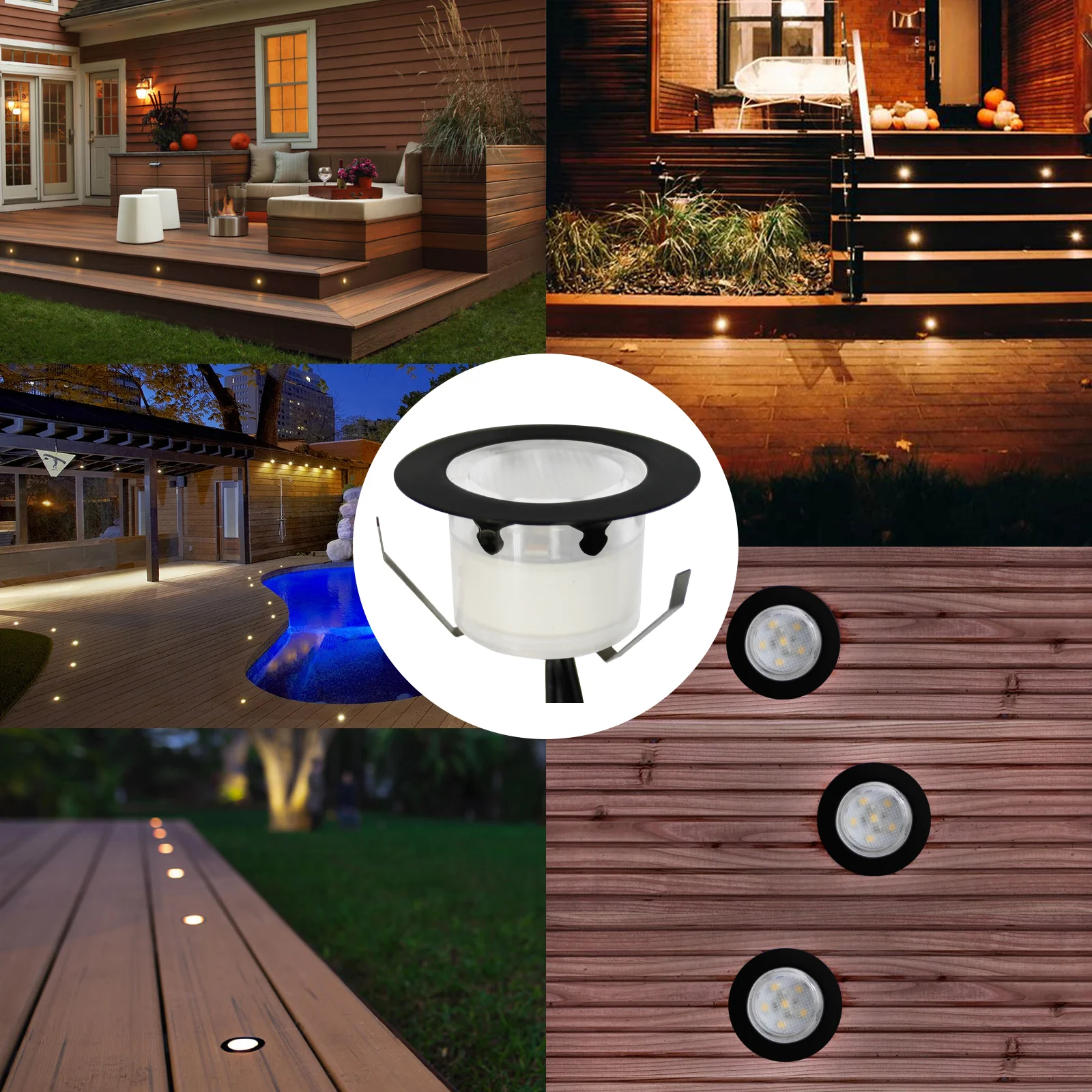 10-Pack 10W Recessed LED Deck Lights IP67 Waterproof Outdoor Inground Porch Lighting Yard Patio Stair Floor DC12V Spot Lamps