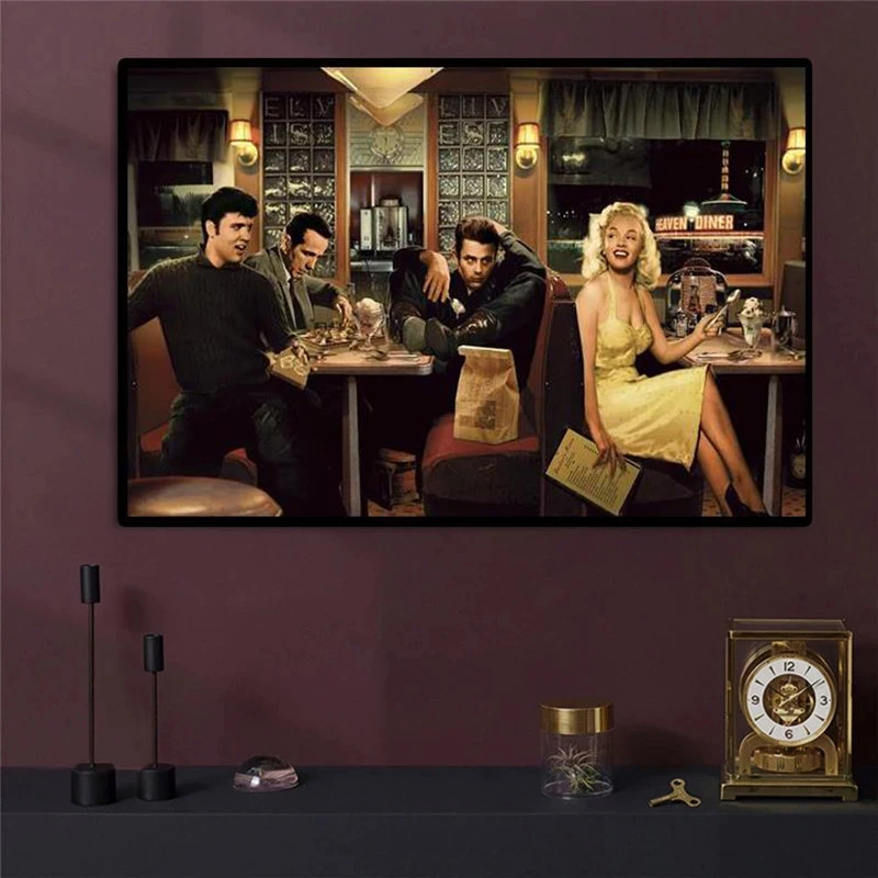 

Elvis Marilyn Monroe Canvas Painting Characters Retro Posters and Prints Art Print Murals Modern Home Wall Decoration Cuadros