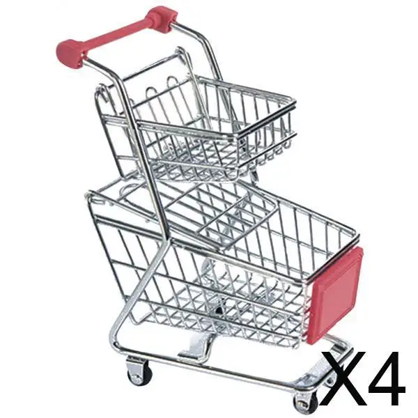 

Тележка для покупок с двойным уровнем 4xmini, красная игрушка-тележка