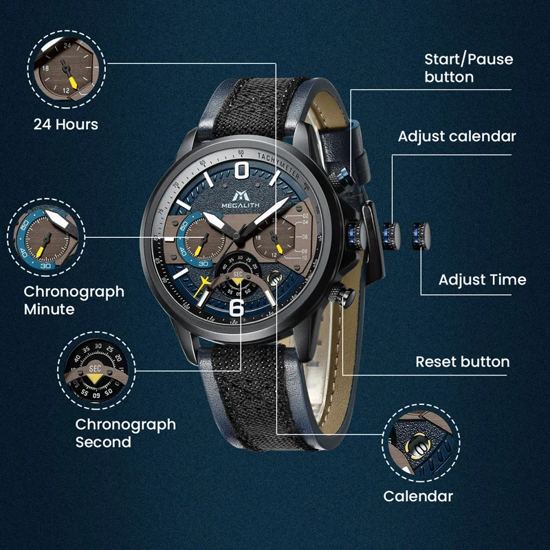 MEGALITH Relogio Masculino мужские часы 2019 Новый Топ бренд кварцевые Военные Наручные