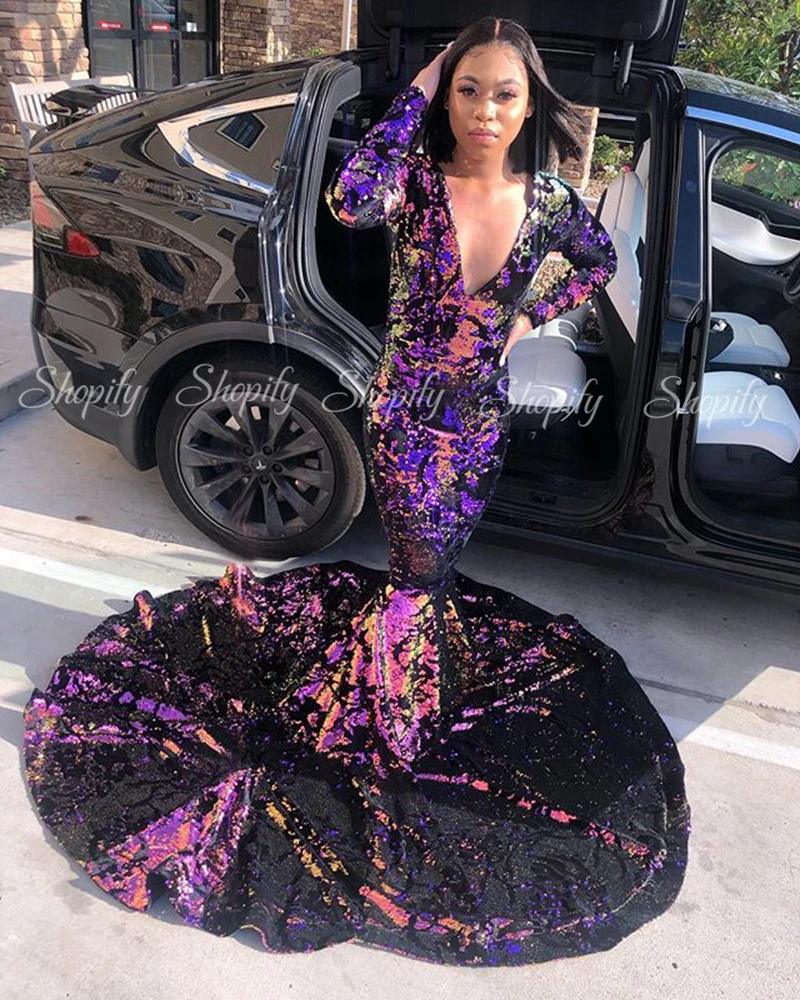 

Элегантное Королевское синее длинное платье для выпускного вечера 2020 сексуальное платье русалки с круглым вырезом в африканском стиле чер...