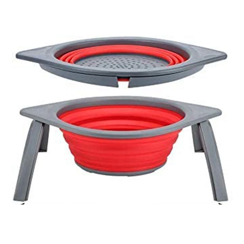 

Ollapsible Sieve, Storage Basket for Fruit / Vegetables, Folding Net with Durable Stands