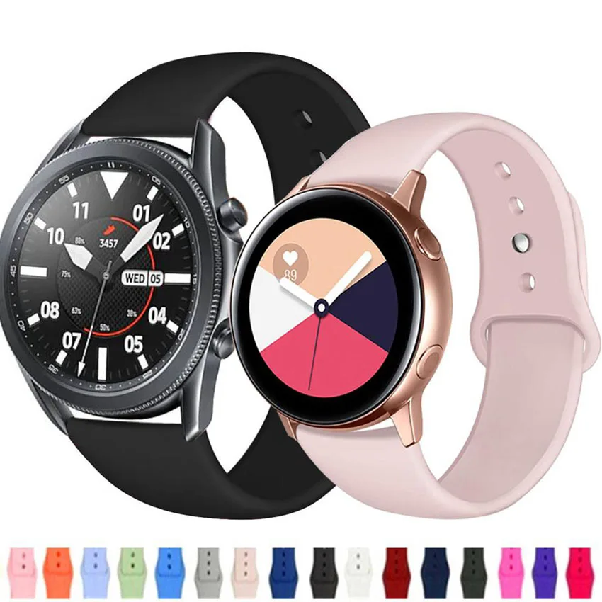 

20/22mm Strap Huawei Wtach GT 2/2e/Pro For Samsung Gear S3/Sport Silicone Bracelet Band Galaxy Watch 3 45mm/46mm/42mm/Active 2