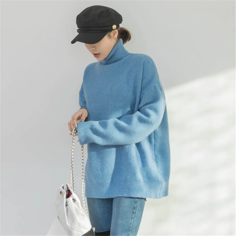 KINOMI осень зима свободные водолазки женские свитера пуловер корейский стиль