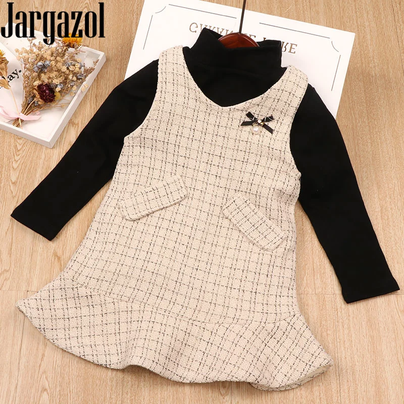 Jargazol/одежда с оборками для девочек зимняя флисовая рубашка высоким воротником и