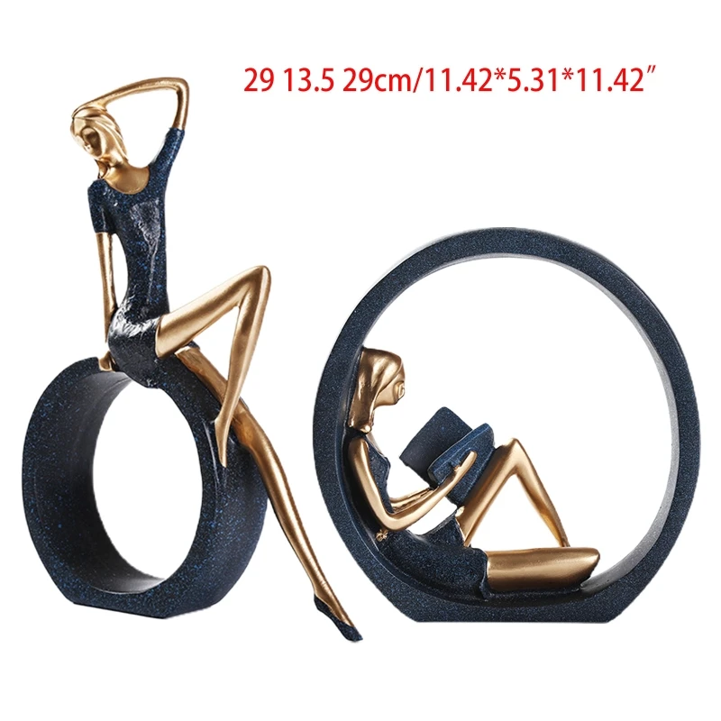

2Pcs Abstract Resin Yoga Girl Statue Art Character Craft Ornament Bedroom Decoration European Character Ornaments Home