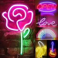 usb led neon light with acrylic back panel colorful rainbow wall art sign lights bedroom party wedding decor hanging neon lamp