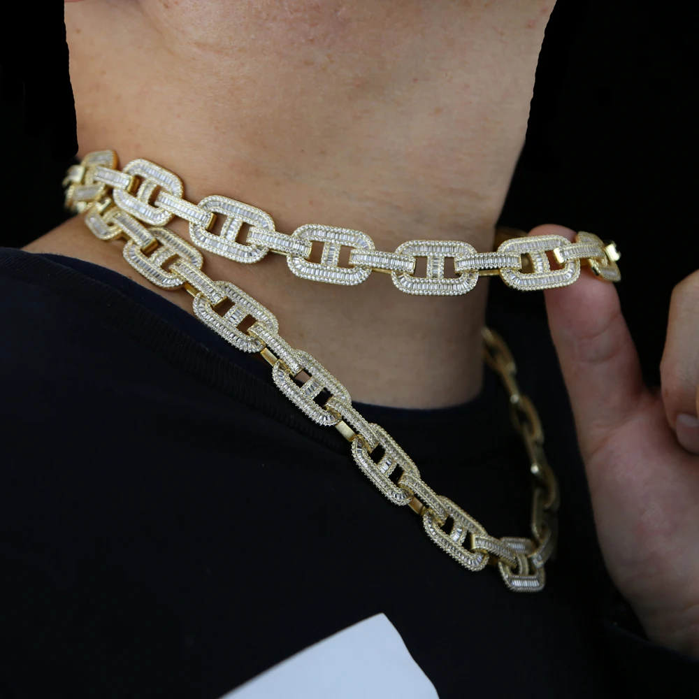 

New Miami 15mm Prong Setting Cuban Link Chain Necklace Bling Iced Out Cubic Zirconia Necklace Hip hop For Men Women Jewelry