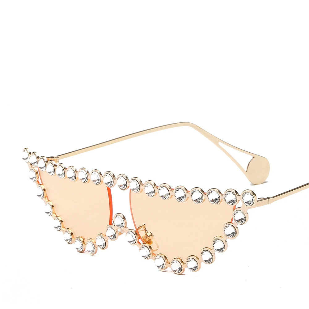 Роскошные Стразы солнцезащитные очки кошачий глаз женские блестящие алмазные