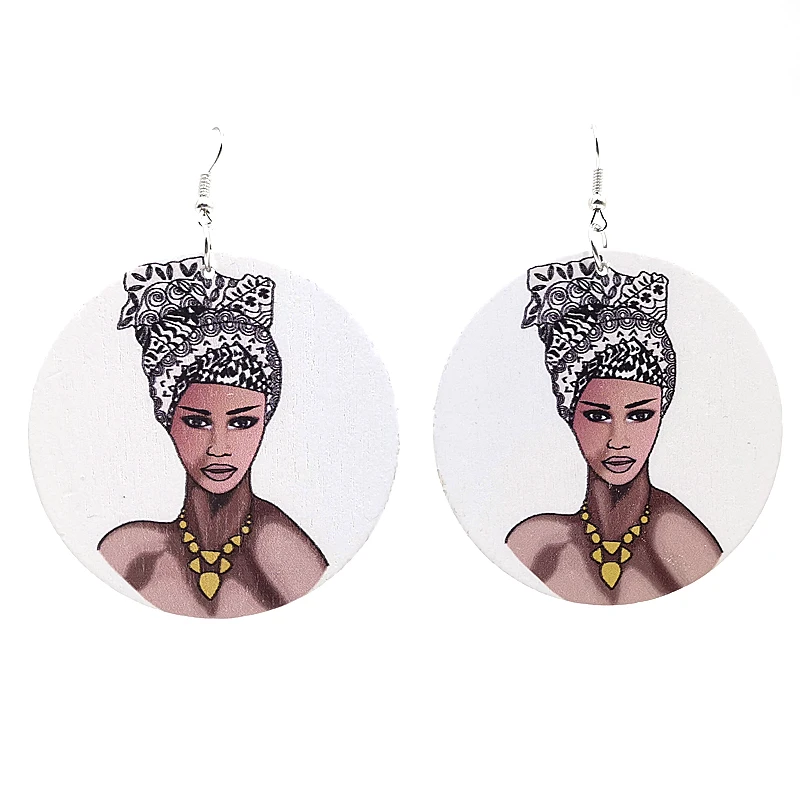 YD & YDBZ печатные тюрбан в африканском стиле женские деревянные висячие серьги афро