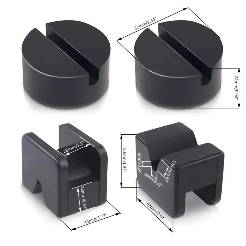 

4Pcs/set Floor Jack Pad Adapter for Jack Stand Universal Rubber Slotted Frame Welds Protector