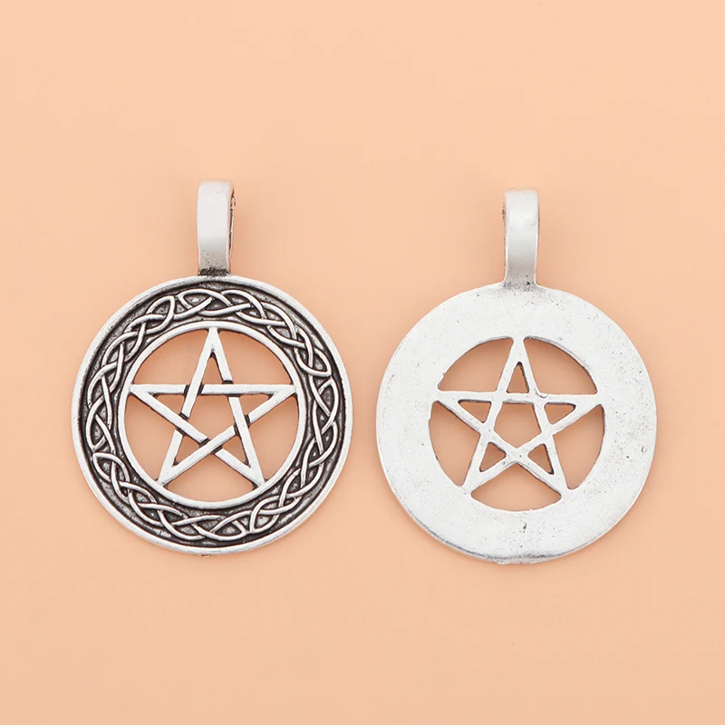 

20pcs/Lot Tibetan Silver Pentagram Pentacle Star Celtics Knot Round Charms Pendants for Necklace DIY Jewelry Making Accessories