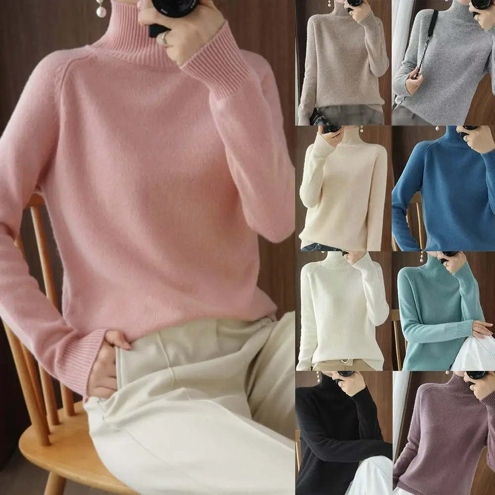 

Женский трикотажный свитер с высоким воротником и длинным рукавом, F4c5