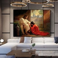 religious savior jesus samaritan woman painting portrait figure canvas posters and prints for living room christian church decor