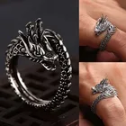 Регулируемое кольцо из серебра 925 пробы с драконом для мужчин и женщин